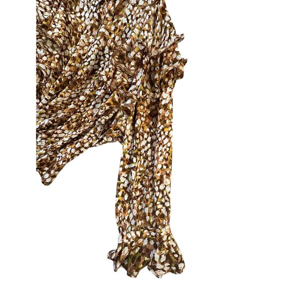 Ashley Stewart Women’s Ruffle Sleeve Blouse Top Size 36 – Brown Multi Floral - Picture 5 of 10